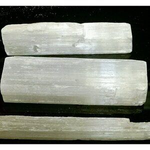 4 Raw White Selenite 5" Natural Crystal Sticks Healing Metaphysical Morocco